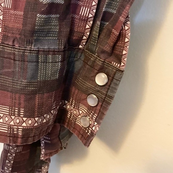 Salmon River Traders Cowboy Western Aztec Rodeo Shirt- Medium 15-15.5"- Vintage - Picture 13 of 16